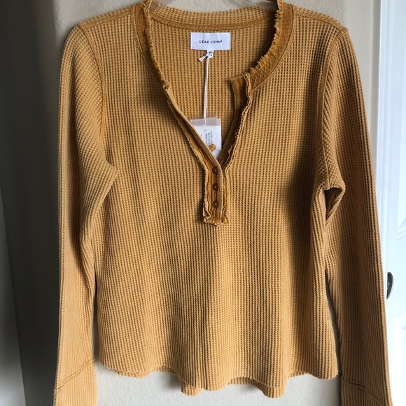 DEAR JOHN WOMEN’S THERMAL WAFFLE KNIT TOP, SIZE LARGE, NEW WITH TAGS - Picture 1 of 8